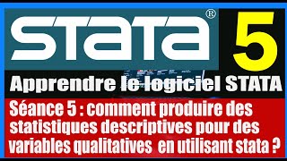 Comment produire des statistiques descriptives pour des variables qualitatives en utilisant Stata [upl. by Jarita]