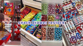 Snack drawer restock  organizing and restocking ASMR  Tiktok compilation 🍬🍭🍫 [upl. by Anaej]