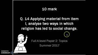 Sociology A level  10 mark  apply from item  religion and social change [upl. by Ramon]