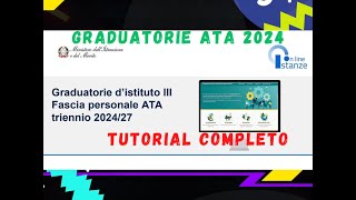 Graduatorie ATA III FASCIA 2024  Guida inserimentoconferma e aggiornamento ITA [upl. by Nohtiek599]