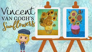 How to paint Vincent Van Gogh´s SUNFLOWERS Art lesson for kids [upl. by Aihsemek]