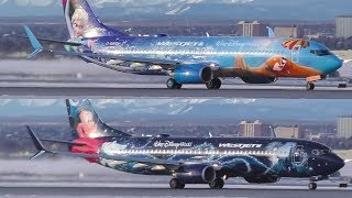 DOUBLE DISNEY LIVERIES  WestJet quotMagic Planequot and quotFrozenquot 737800s Depart Calgary Airport [upl. by Sass781]