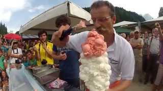 Most ice cream scoops balanced on a cone Guinness World Record By Dimitri Panciera [upl. by Ayouqat]