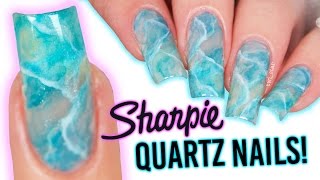 Quartz  Marble Nail Art using SHARPIES [upl. by Klinges]