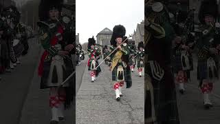 Drum Major leads Huntly amp District Pipe Band marching into Huntly for their 75th Anniversary shorts [upl. by Pietro274]