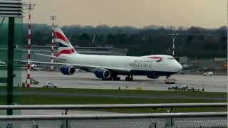 British Airways world cargo 747 8 F takeoff at Düsseldorf Airport HD [upl. by Ailugram]