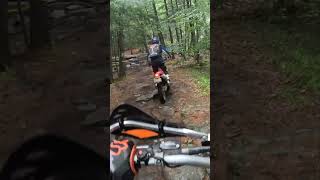 Wet rocks and roots endurotrail ridingintherain dirtbike trailriding [upl. by Plate]