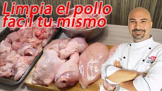 Como limpiar y cortar un pollo entero [upl. by Eirot358]