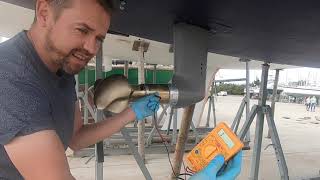 Changing the anodes on an S130 Saildrive and folding propeller  Boat Projects [upl. by Drehcir823]