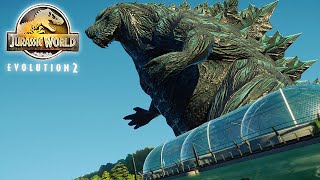 GODZILLA IN JURASSIC WORLD Biggest Mod Ever  Jurassic World Evolution 2  Mods Of The Week 19 [upl. by Teevens299]