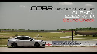 COBB Tuning  Sound Check  2022 VB Subaru WRX Stainless Steel CatBack Exhaust [upl. by Odnarb357]