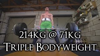 Triple Bodyweight Deadlift for 15 Reps 215kg  71kg [upl. by Peck]