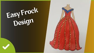 Easy Frock DesignSimple Frock Drawingartfrocktrendingpainting [upl. by Wiburg]