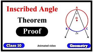 Inscribed angle theorem proof  Circle  Class 10  Geometry  animated video [upl. by Itsa186]