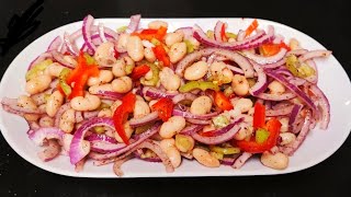 💯 Express Salade Haricot Blanc❗ Vegan salade rapide  Salata tarifleri  meze saladrecipe [upl. by Tennos]