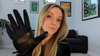 ASMR Glove Sounds 🧤  Vinyl Leather Plastic and Sateen Gloves with Whispers and Light Chitchat [upl. by Amaryllis]