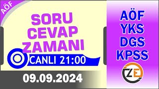 AÖF 09 09 2024  2100  Canlı Soru Cevap Zamanı  Açıköğretim DGS KPSS YKS [upl. by Dnalkrik]