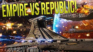 EMPIRE SUPER STAR DESTROYER vs REPUBLIC VENATORS  Star Wars Empire at War Yoden Mod [upl. by Natty51]