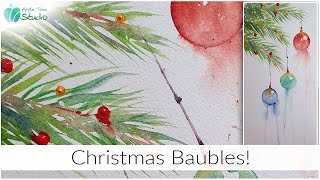 Watercolour Christmas Tree Baubles [upl. by Els]