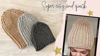 How to crochet KNIT LOOK beaniecrochet beanie TUTORIALbeginner friendly [upl. by Dinsmore]