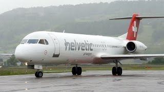 Fokker 100 Landing Taxi amp Shutdown at Bern Airport  Rolls Royce TAY Turbine Sound [upl. by Sesiom]