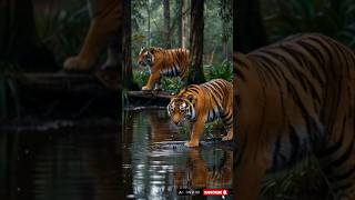 Tigers roaming the environment 🐅🐅 tiger animals shorts youtubeshorts [upl. by Sprague470]