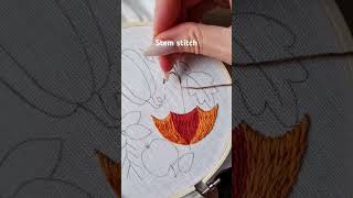 Quick stem stitch tutorial embroidery handembroidery handmade stitch art craft needle fall [upl. by Eilatan]