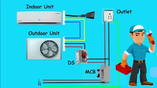 Split AC Wiring Diagram Indoor Outdoor  Single Phase  AC का Wiring Diagram [upl. by Ehrsam]