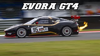 Lotus Evora GT4 with Larini exhaust  Very LOUD V6 sounds amp FLAMES at Zolder [upl. by Acsot]