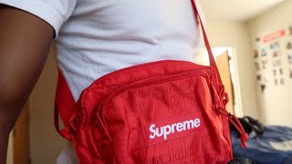 SUPREME SS19 SHOULDER BAG UNBOXINGREVIEW [upl. by Brocklin]