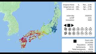 PAX SAPIENTICA v121 婚姻距離10km Yayoi Simulation 第78回日本人類学会大会 発表動画 [upl. by Attenat]