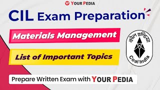 List of Important Topics for Materials Management CIL  CIL Materials Management Exam preparation [upl. by Enyluqcaj]