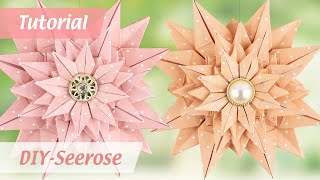 Seerosen aus Faltpapier basteln  OrigamiSternblüte  DIY paper folding art  Ideen mit Herz [upl. by Reilamag]