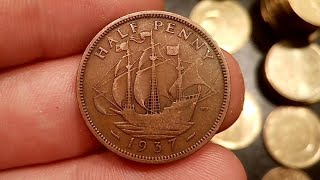 UK 1937 HALF PENNY Coin VALUE  REVIEW [upl. by Allac]