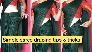 Simple saree draping tips and tricksHow to drape simple sareedailywearsaree sareepleats saree [upl. by Hartnett]