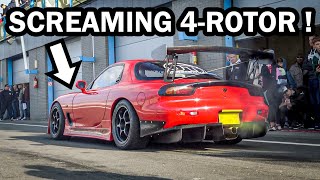 Amazing 4rotor Mazda FD RX7 26B 4rotor wankel sound LOUD [upl. by Laenaj]