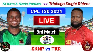 CPL Live  SKNP vs TKR Live  3rd Match  CPL T20 Live  Caribbean Premier League 2024 Live [upl. by Ardnazxela]