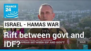 Israel Tensions appear between govt and IDF as army says Hamas cannot be eliminated • FRANCE 24 [upl. by Geier641]