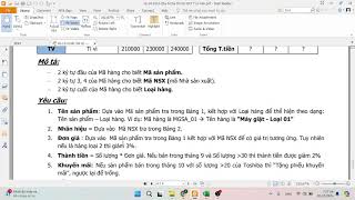 Giải đề thi thử nội dung Excel Đề thi 11  Trung tâm Tin học  Trường ĐH KHTN TP Hồ Chí Minh [upl. by Goines]