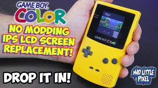 No Mod Game Boy Color Replacement IPS LCD Screen Just Drop It In [upl. by Panthia]