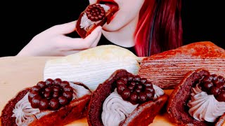 Mukbang with Delicious Crepe Cake and Chocolate Pastries ASMR Eating sowonasmr [upl. by Ofori]