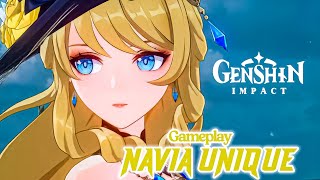 Navia Gameplay  One of the Unique Gameplay in GEO Elements  Genshin Impact [upl. by Norford]