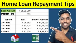 Home Loan Repayment Tips with Calculation  Prepayment Calculator in Excel [upl. by Fleming]