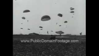 Paratroopers Dropping into Normandy on DDay Footage PublicDomainFootagecom [upl. by Katrine]