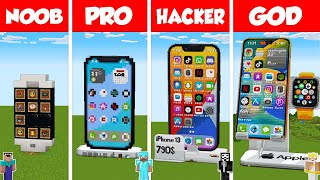 Minecraft WORKING IPHONE 15 PRO MAX HOUSE BUILD CHALLENGE  NOOB vs PRO vs HACKER vs GOD [upl. by Harriette835]