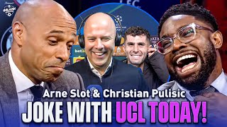 Slot amp Pulisic joke with Micah Titi amp Carra after their UCL wins  UCL Today  CBS Sports [upl. by Nestor]