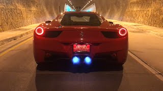 LOUDEST Ferrari 458 in the world Headphone users beware INSANE TUNNEL ACCELERATIONS [upl. by Ecyor277]