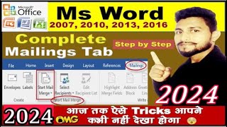 Ms Word Mailings Tab In Hindi 2024 How to use Mailings Tab Microsoft Word  Ms Word Mailings Menu [upl. by Nicolea153]