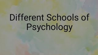 Different Schools of Psychology [upl. by Glory]