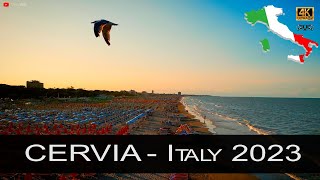 ⁴ᴷ Beach walk DRONE FLIGHT over CERVIA  Italy 🇮🇹 2023 [upl. by Chaddy]